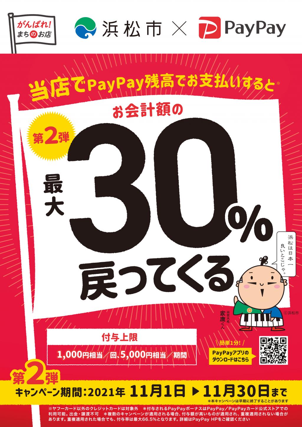 がんばれ浜松!対象のお店で最大30%戻ってくるキャンペーン
